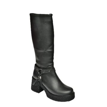 Fox Shoes T996224009 Siyah Kalın Topuklu Kadın Çizme
