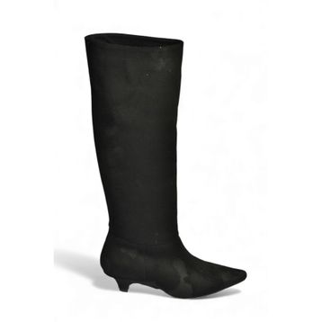 Fox Shoes V404012302 Siyah Süet Kısa Topuklu Kadın Çizme