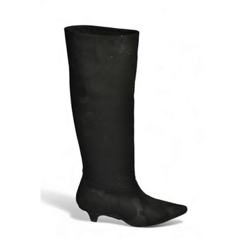 Fox Shoes V404012302 Siyah Süet Kısa Topuklu Kadın Çizme