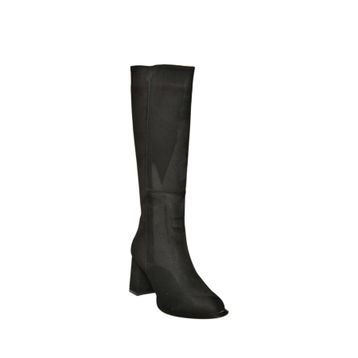 Fox Shoes V590179602 Siyah Süet Kalın Topuklu Klasik Kadın Çizme
