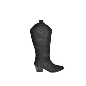 Fox Shoes V820356002 Siyah Süet Kalın Topuklu Kadın Çizme