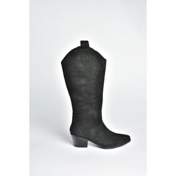 Fox Shoes V820356002 Siyah Süet Kalın Topuklu Kadın Çizme