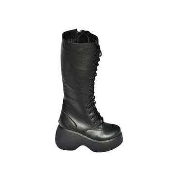 Fox Shoes V965307009 Siyah Dolgu Tabanlı Postal Kadın Çizme