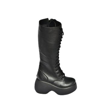 Fox Shoes V965307009 Siyah Dolgu Tabanlı Postal Kadın Çizme