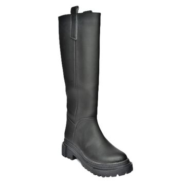 Fox Shoes V973222209 Siyah Kalın Tabanlı Binici Kadın Çizme