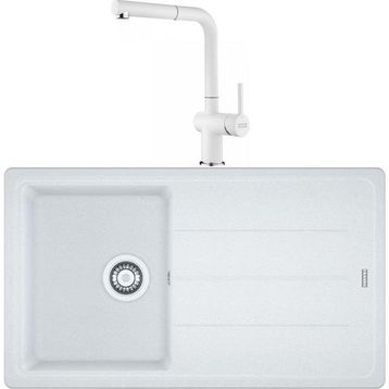 Franke Basis Bfg 611 Bianco Granit Evye + Active Plus Doccia 2.0 Batarya Set