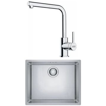 Franke MRX 110-50 Tezgah Altı Çelik Eviye + Lina L Krom Spiralli Mutfak Bataryası Seti