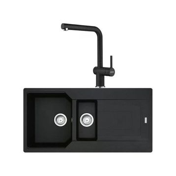 Franke UBG 651-100 Nero Granit Eviye + Active Plus Doccia 2.0 Nero Spiralli Mutfak Bataryası Seti