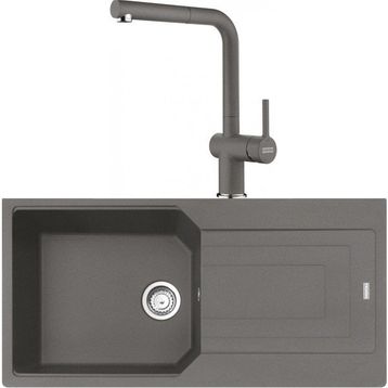 Franke Urban UBG 611-100 Stone Grey Granit Eviye-Active Plus Doccia Batarya Seti