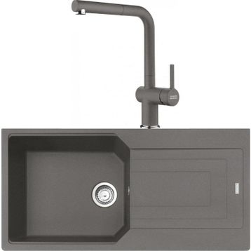 Franke Urban UBG 611-100 Stone Grey Granit Eviye-Active Plus Doccia Batarya Seti