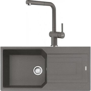 Franke Urban UBG 611-100 Stone Grey Granit Eviye-Active Plus Doccia Batarya Seti