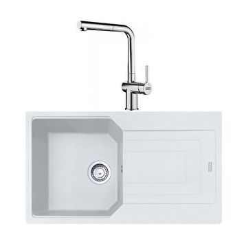 Franke Urban UBG 611-86 Bianco Granit Eviye-Active Plus Doccia Krom Batarya Seti