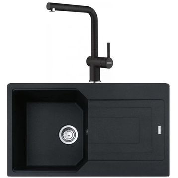 Franke Urban Ubg 611-86 Nero Granit Eviye-Active Plus Doccia Nero Batarya Seti