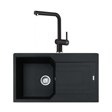 Franke Urban Ubg 611-86 Nero Granit Eviye-Active Plus Doccia Nero Batarya Seti