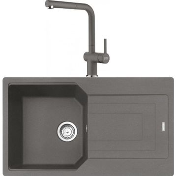 Franke Urban UBG 611-86 Stone Grey Granit Eviye-Active Plus Doccia Batarya Seti