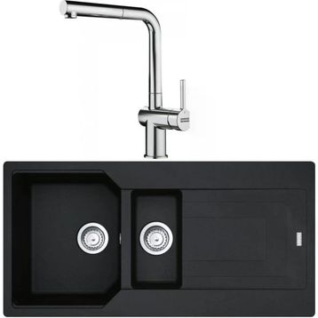 Franke Urban UBG 651-100 Nero Granit Eviye-Active Plus Doccia Krom Batarya Seti