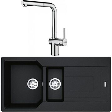 Franke Urban UBG 651-100 Nero Granit Eviye-Active Plus Doccia Krom Batarya Seti