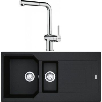 Franke Urban UBG 651-100 Nero Granit Eviye-Active Plus Doccia Krom Batarya Seti