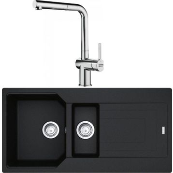 Franke Urban UBG 651-100 Nero Granit Eviye-Active Plus Doccia Krom Batarya Seti