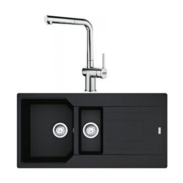 Franke Urban UBG 651-100 Nero Granit Eviye-Active Plus Doccia Krom Batarya Seti