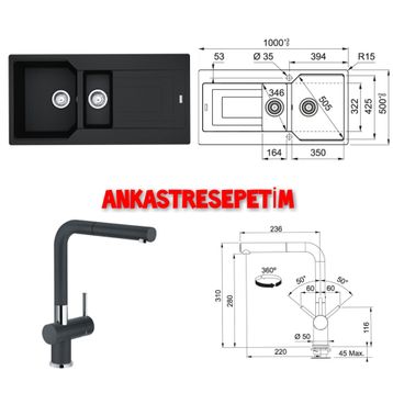 Franke Urban Ubg 651-100 Nero Granit Evye