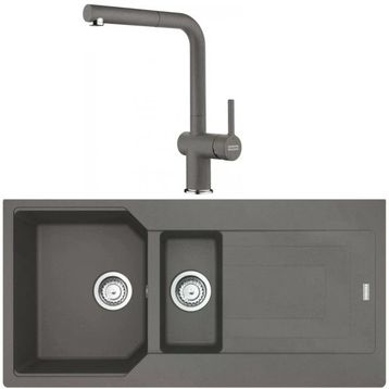 Franke Urban UBG 651-100 Stone Grey Granit Eviye-Active Plus Doccia Batarya Seti