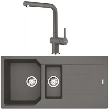 Franke Urban UBG 651-100 Stone Grey Granit Eviye-Active Plus Doccia Batarya Seti