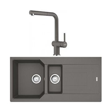 Franke Urban UBG 651-100 Stone Grey Granit Eviye-Active Plus Doccia Batarya Seti
