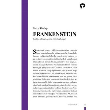 FRANKENSTEIN YA DA MODERN PROMETHEUS - MARY SHELLEY (ISBN:9789756323670)