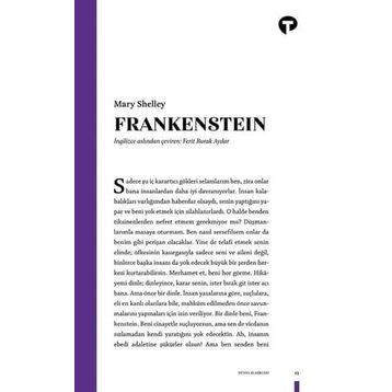 FRANKENSTEIN YA DA MODERN PROMETHEUS - MARY SHELLEY (ISBN:9789756323670)