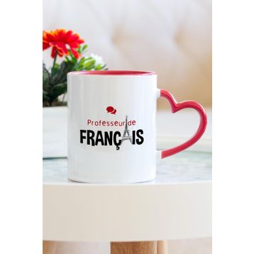Fransızca Öğretmeni Kalpli Kupa Bardak
