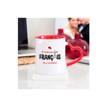 Fransızca Öğretmeni Kalpli Kupa Bardak