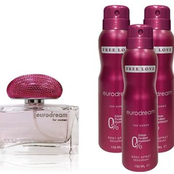 Free Love 100 ml Eurodream Edp Parfüm ve 3x150 ml Deodorant