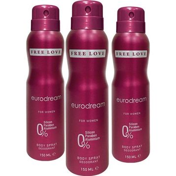 Free Love Eurodream 3x150 ml Kadın Sprey Deodorant