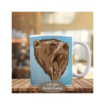 FREEVECTOR-BEAR-HEAD Kükreyen Vahşi Ayı Kupa Bardak