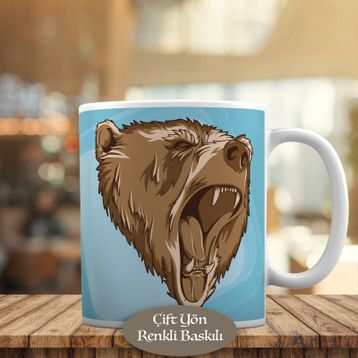 FREEVECTOR-BEAR-HEAD Kükreyen Vahşi Ayı Kupa Bardak
