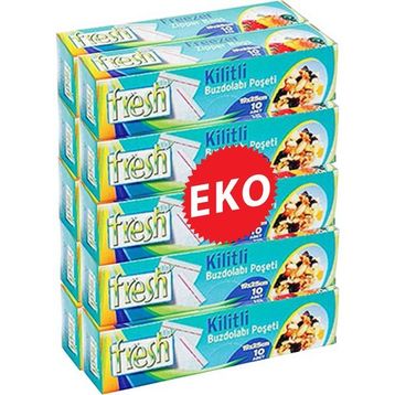 Fresh-Up 19x25 cm Ekonomik Kilitli Buzdolabı Poşeti (10 adet)