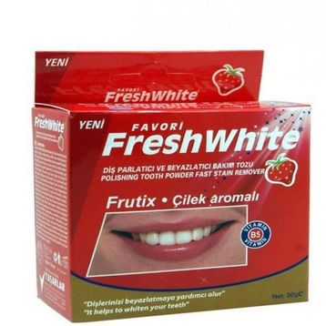 Fresh White 50 gr Çilek Aromalı Diş Parlatıcı ve Beyazlatıcı Bakım Tozu