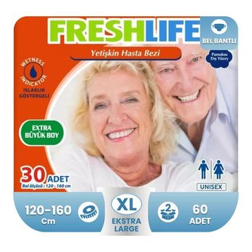 Freshlife Belbantlı Xlarge Beden 60 Adet Hasta Bezi