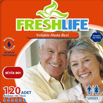 Freshlife Yetişkin Large 4 Paket 120 Adet Beyaz Hasta Bezi
