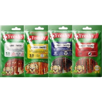 Freshy Kurutulmuş Sığır Ördek Tavuk Kuzu Etli Karışık Paket 4'lü Set Köpek Ödül Kemiği
