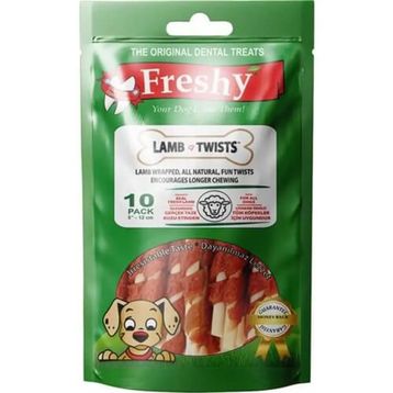 Freshy Lamb Twist Kuzu Eti Sarılı Burgu Çubuk 10 Adet Köpek Ödülü