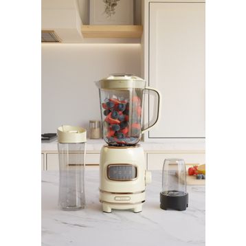 Fressi FR-BL01 Retroblend Öğütücülü Smoothie Krem Şişeli Retro Blender Seti