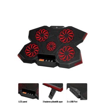 Frisby FNC-5255B 4x140 mm 1x70 mm 3xYükseklik 2xUSB 17 inç Notebook Soğutucu Standı