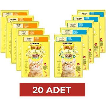 Friskies 20x85 gr Sığır Etli Somonlu Tavuklu Karışık Yaş Kedi Maması