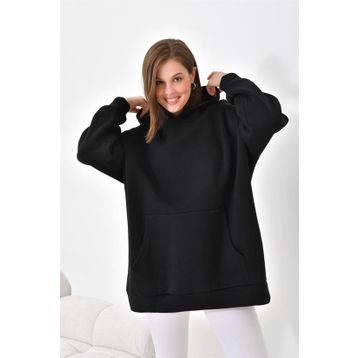 Ftz Women 10000 Siyah 3 İp Şardonlu Kapüşonlu Kadın Sweatshirt