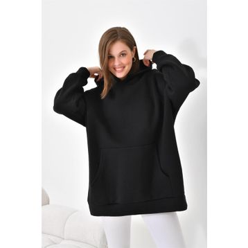 Ftz Women 10000 Siyah 3 İp Şardonlu Kapüşonlu Kadın Sweatshirt