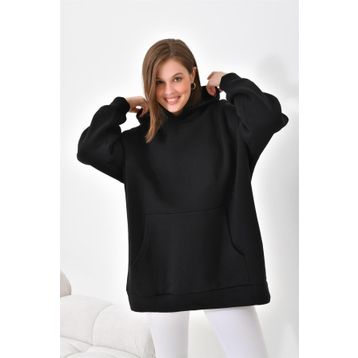 Ftz Women 10000 Siyah 3 İp Şardonlu Kapüşonlu Kadın Sweatshirt