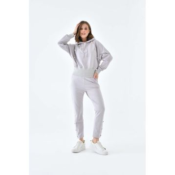 Ftz Women 30640 İki İp Düğme Detaylı Gri Kadın Takım