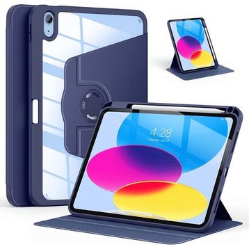 Fuchsia 10.9 inç 10. Nesil Uyumlu 360° Dönebilen Standlı Pino iPad Lacivert Tablet Kılıfı